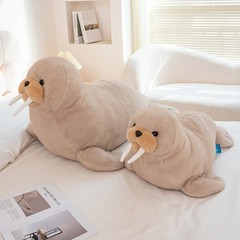Realistic Walrus Plush Pillow Soft Stuffed Sea Animal Cushion Multiple Sizes