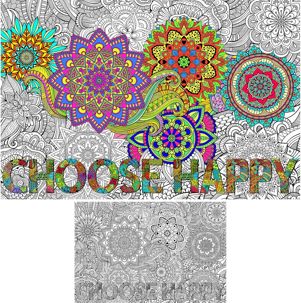 Giant Mandala Coloring Poster for Kids Adults Wall Large Coloring Tablecloth Cho