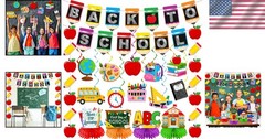 Complete Back to School Decoration Kit: Banners, Hanging Swirls & Centerpieces