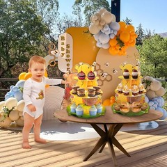 2 Pack Winnie Baby Shower Decorations Birthday Cupcake Stands: Bear Party The…