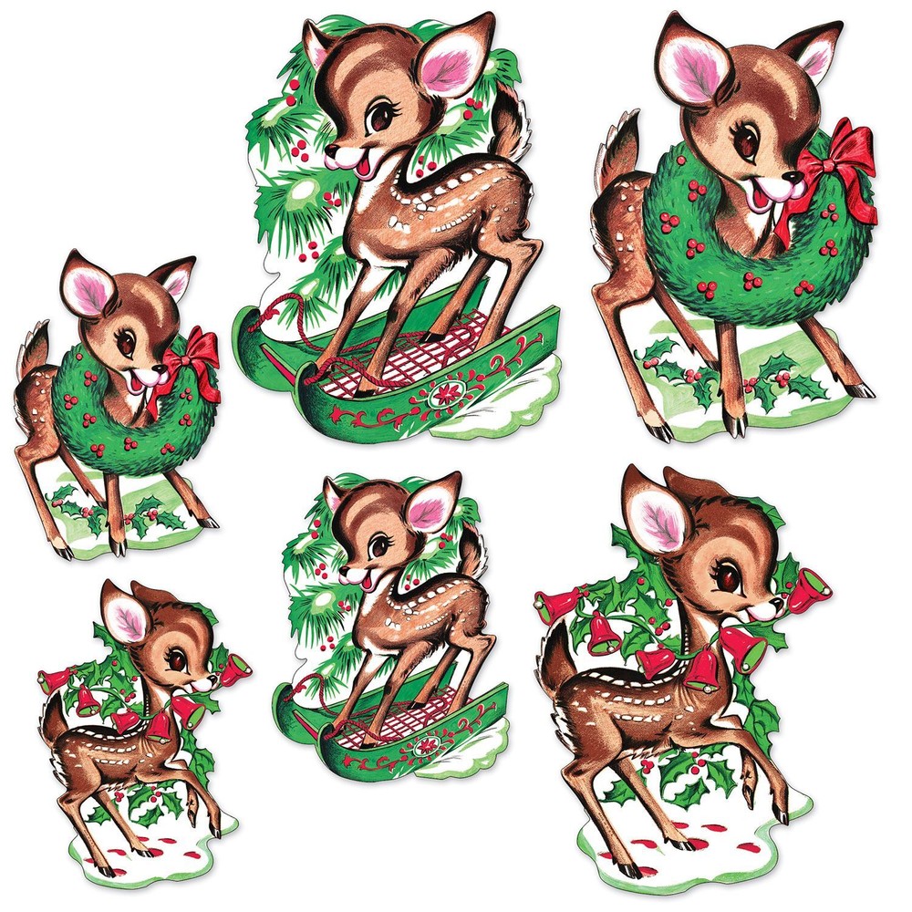 Beistle Vintage Christmas Reindeer Cutouts – Party Supply Decoration