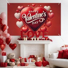 Valentine’s Day Banner 71 x 43 Inches Polyester Love Heart Backdrop Romantic New