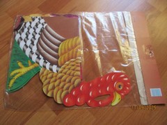 18″ Thanksgiving Turkey Honeycomb Decorations 1990 Paper Fantasies 2 Sided NOS