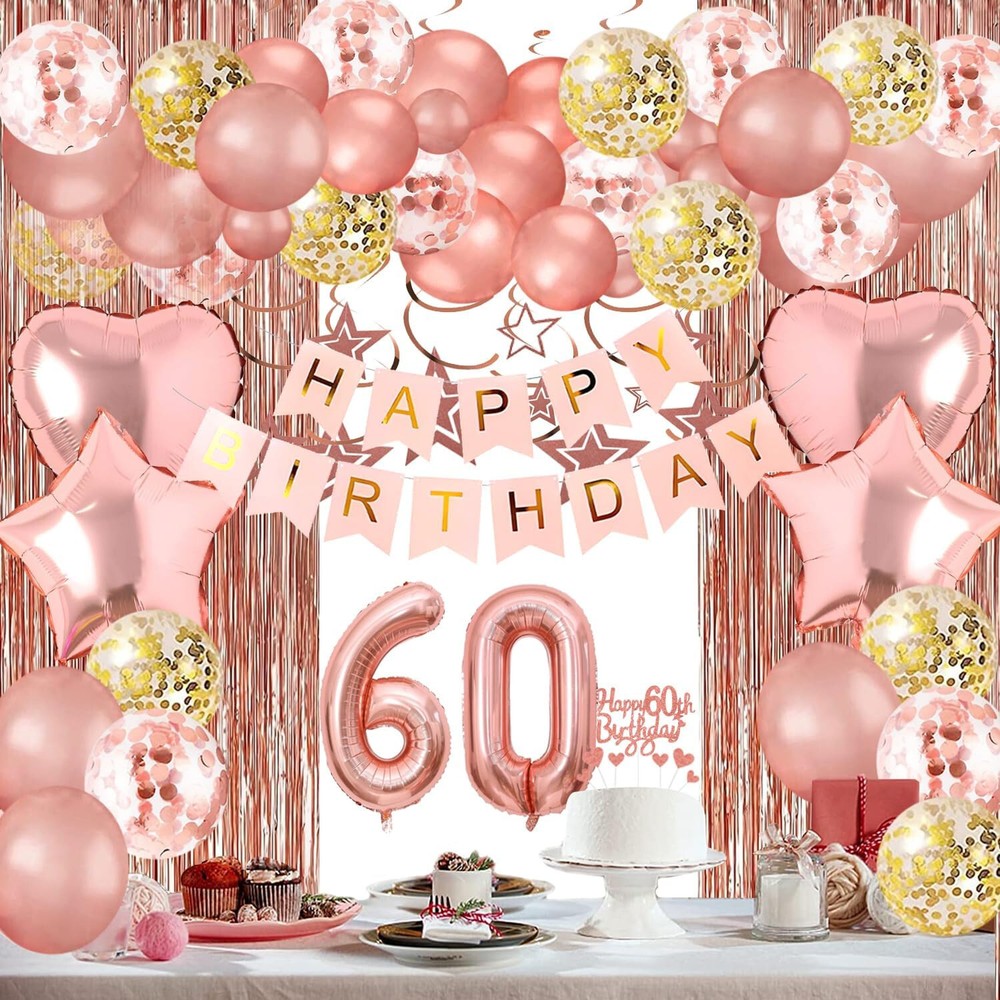 Rose Gold Sixty & Fabulous Happy 60th Birthday Party Decration Balloom Set
