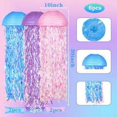 10″ Mermaid Jellyfish Lanterns – Pink Purple Blue Decorations Multi-colored B