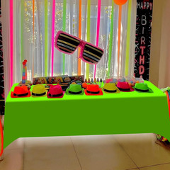 6 Pack Neon Table Cloths Party Decorations, Pink Orange Yellow Green Blue Purple