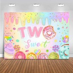 Donut Two Sweet Birthday Backdrop Sweet Candy Second Birthday Party Decoratio…