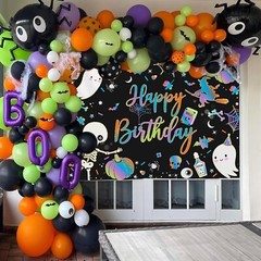 Mocsick Halloween Happy Birthday Backdrop Boo Spooktacular Halloween Paty Decora