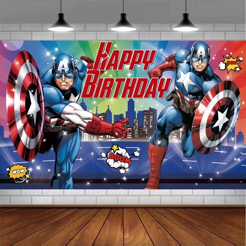 popular movies Captain Avengers Backdrop Banner Boys Birthday Party Decorations