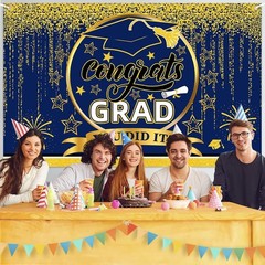 Stunning 2026 Blue & Gold Graduation Party Banner – Perfect for Photos and Decor