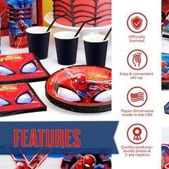 Spiderman Disposable Birthday Party Plates, Napkins, Sticker