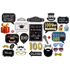 100th Birthday Photo Booth Props – 31-pc Selfie Props with 8 x 10-Inch Sign 4…