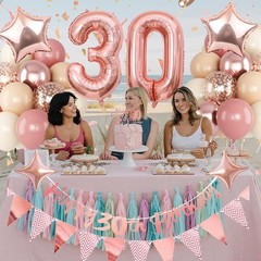 Retro 30th Birthday Decorations for Women Blush Pink Balloon Party Supplies