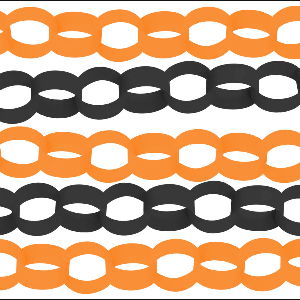 Spooky Halloween Paper Chains – Orange and Black Card Decorations – 5m Pack