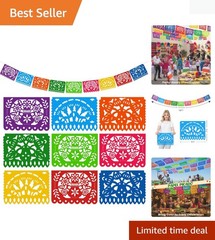 Lightweight 9-Piece Floral Papel Picado Banner – Perfect for Home Celebrations