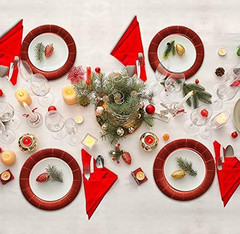 24 Disposable Red round Charger Plates 13″ Christmas Dinner Serving Tray Heavy D