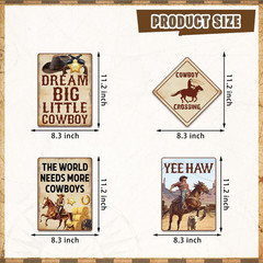 Western Party Decorations, Wild West Cowboy Rodeo Wall Signs Funny Tags for Part