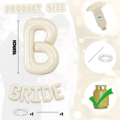 BRIDE Balloons Bachelorette, 16 inch Beige Bride Balloons for Bachelorette Pa…