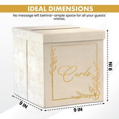 Wedding Card Box – 9″ x Collapsible 9 inches x 9 x 9 inches, White