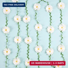 3D Daisy Flower Garland (2PCS) Flower Banner Wildflower Party Decorations Leaves