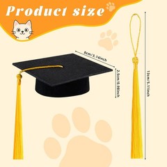 Mini Graduation Caps with Tassels 9 Pack Small Plush Toy Dog Decoration