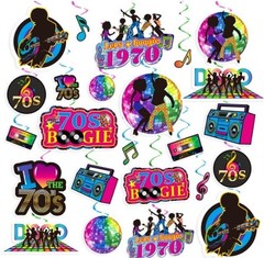 48Pcs 70’s Disco Party Decorations Hanging Swirls-No DIY, Let’s Boogie Disco Han