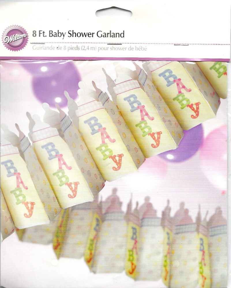 New BABY Shower Garland Wilton Honeycomb Die-Cut Baby Bottles 8 ft Sealed