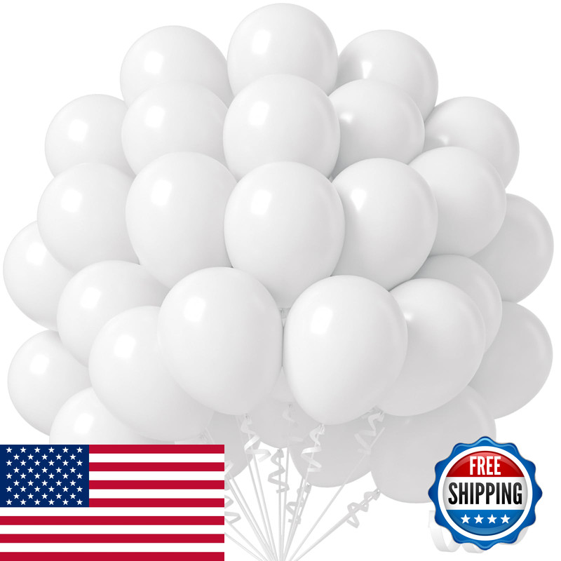 Awenztech White Balloons 12 Inch White Latex Balloons 50Pcs Party Balloon For
