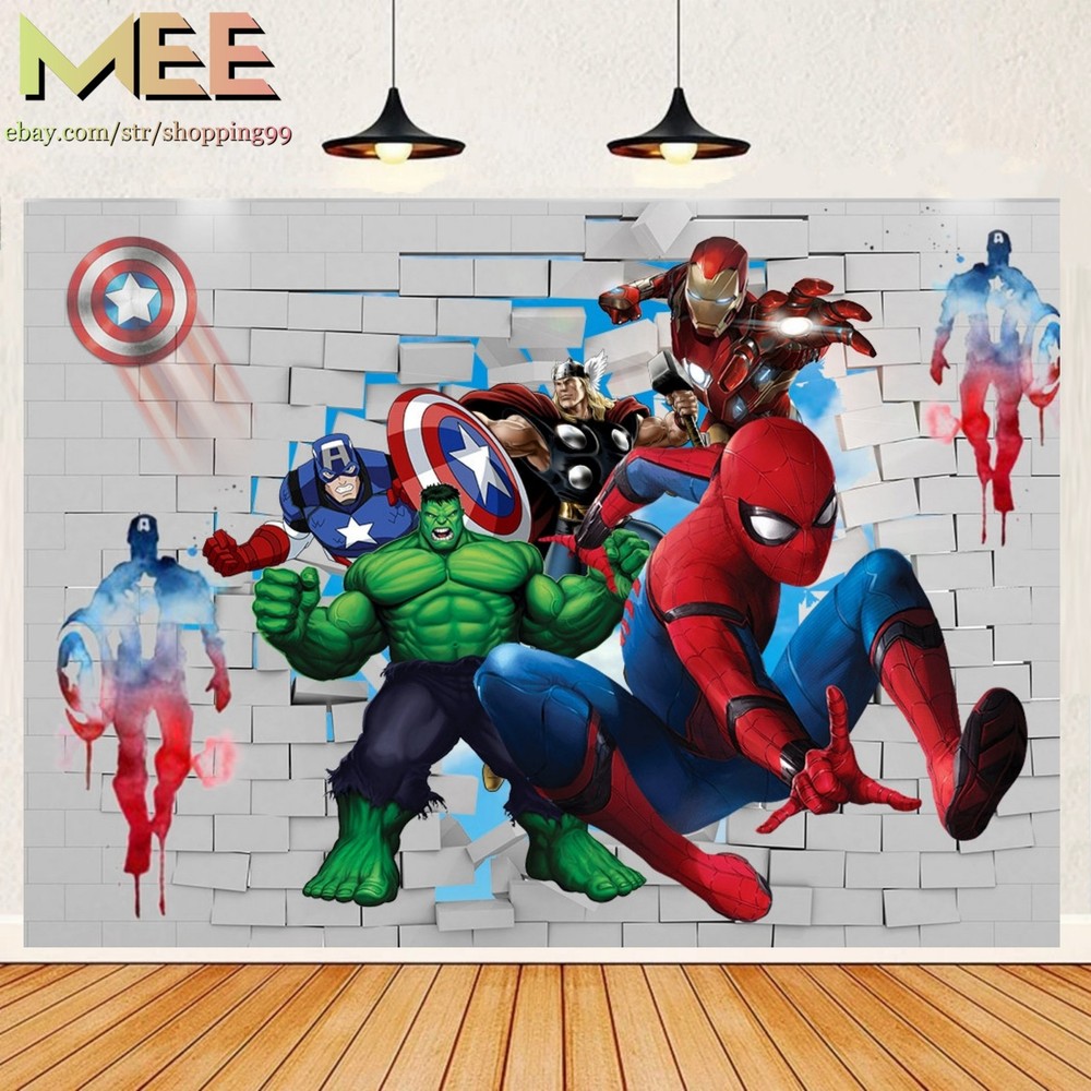 Superheroes Backdrop Banner Birthday Party Photography Background Home Studio