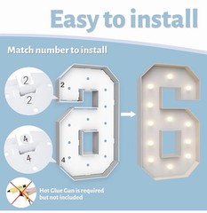 Teebloom 4FT Marquee Light Up Number 6 Large DIY Foam Board Kit Party Decor NEW