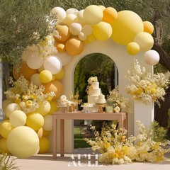 AULE Yellow Balloon Arch Kit 155Pcs Mustard Yellow White Balloons