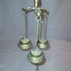 Vintage Brass Wind Chime With Ornate Bells & Chain Detailing For Home Décor Or S