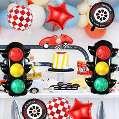 Traffic Light Balloons for Race Car Party Decoration, Red and White Check Balloo