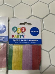 (3) Colorful Fringe Paper Runner Multicolor Birthday Party Decorations Supplies