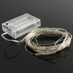 20 Blue LED Fairy String Lights, Wire (6ft, Battery Operated)