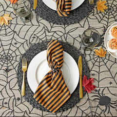 Halloween Party Tabletop Decor, Reusable & Machine Washable Cotton Fabric, Napki