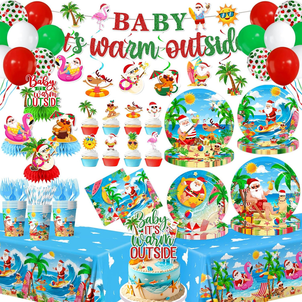 Baby It’S Warm outside Decorations-July Christmas Decorations Dinnerware Set Pap