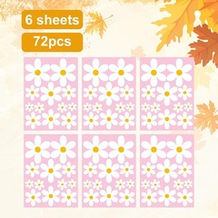 72pcs Daisy Window Clings, Summer Spring Stickers Cute Colourful