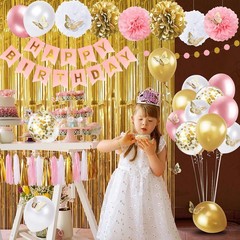 Pink and Gold Birthday Party Decorations for Women with Happy