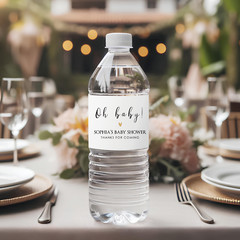 Oh Baby Water Bottle Label, Minimalist Baby Shower Water Labels – Golden Heart