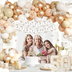 Beige Birthday Decorations for Women Birthday Decorations Set – Happy 50th