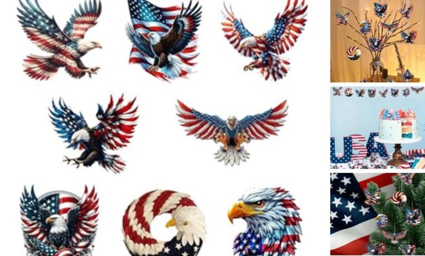 8 Pcs 4th of July Hanging Ornaments Eagle Independence Day Decorations Style 8