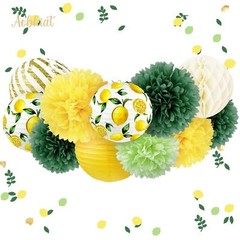Wedding Party Decorations Set, 12 PCS Yellow Green White Lemon Pattern Paper …