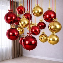 Red Gold Round Foil Balloons, 16PCS Different Sizes 4D Metallic Balloon Large…