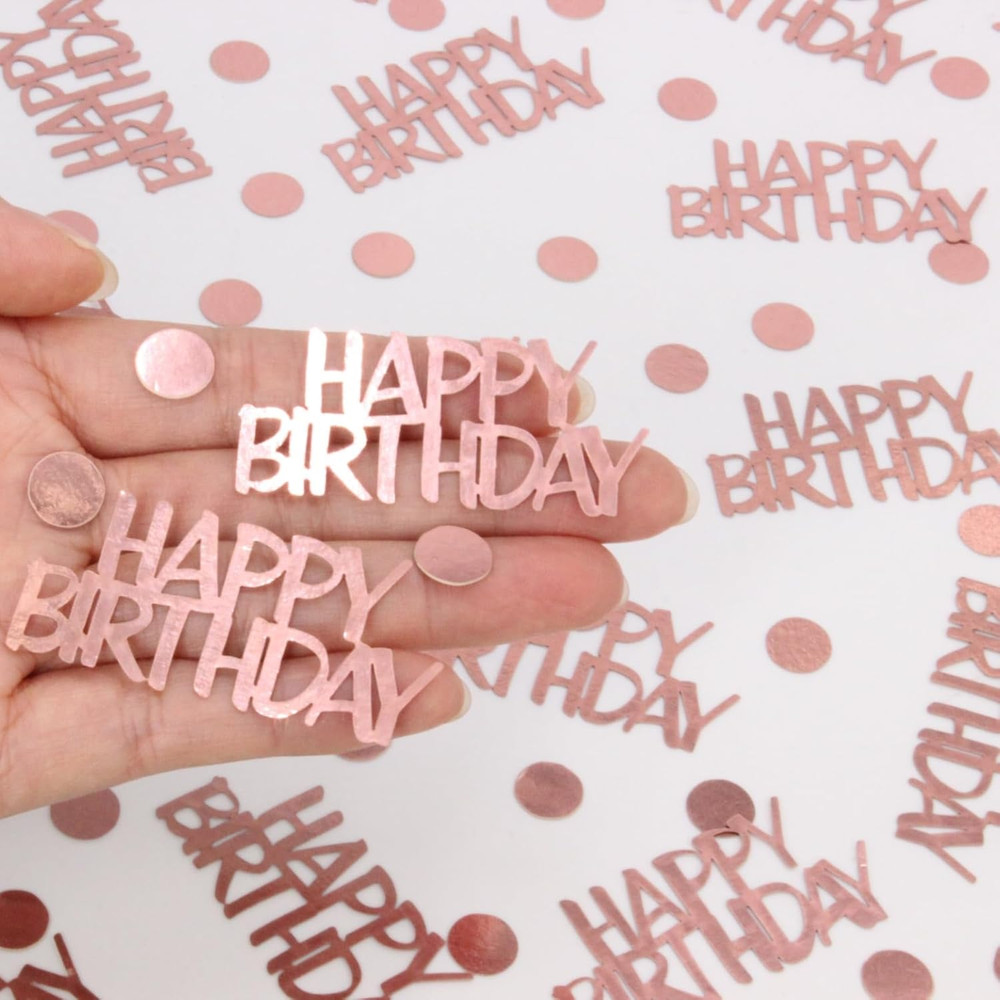 Rose Gold Birthday Confetti – 270 PCS Glitter Happy Birthday Decorations for Tab