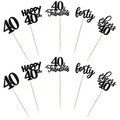 15 Pack Black 40th Birthday Centerpiece Sticks «Cheers to 40th Years»