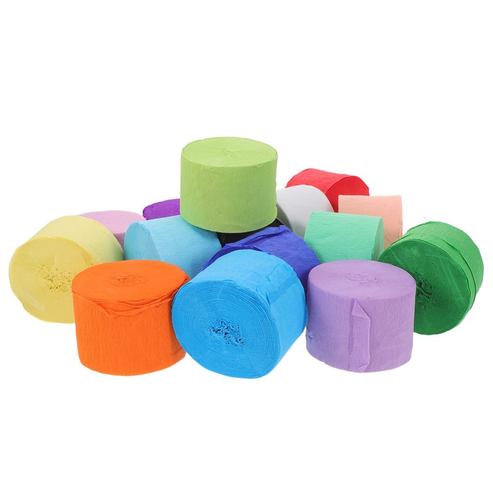 12Pcs Colorful Crepe Paper Streamers Rolls Durable Crafting Party Decorations