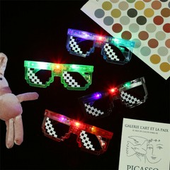 Light Up Pixel Glasses LED Party Sunglasses for Kids Assorted Color with On-Off