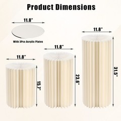 3PCS Party Cylinder Stands, Foldable Pedestal Display Columns w/ Acrylic Discs