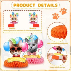 Colorful Cat-Themed 9Pcs Honeycomb Centerpieces for Kids’ Birthday Celebrations
